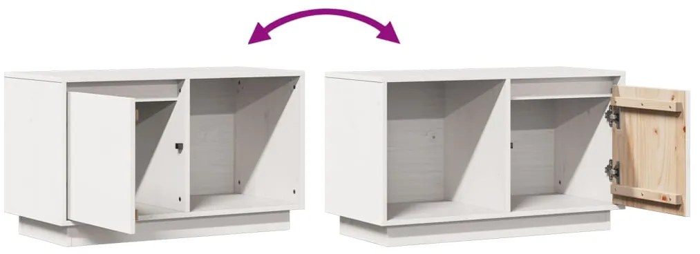 Móvel de TV 74x35x44 cm madeira de pinho maciça branco