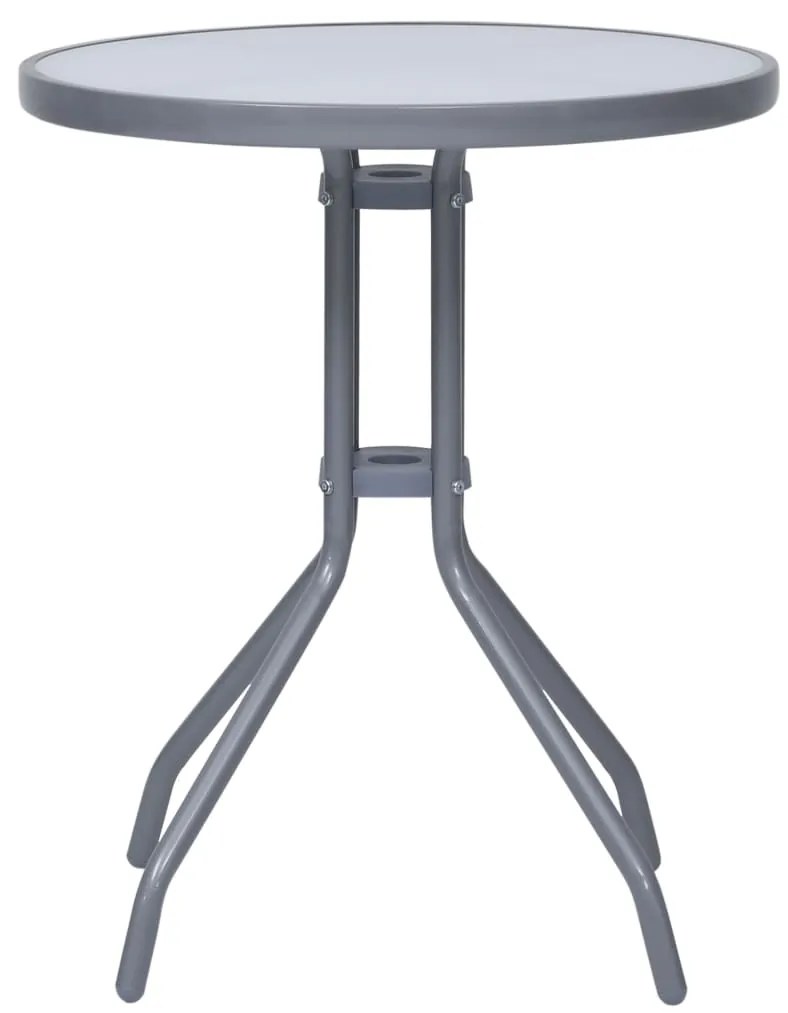 Mesa de jardim 60 cm aço e vidro cinzento-claro