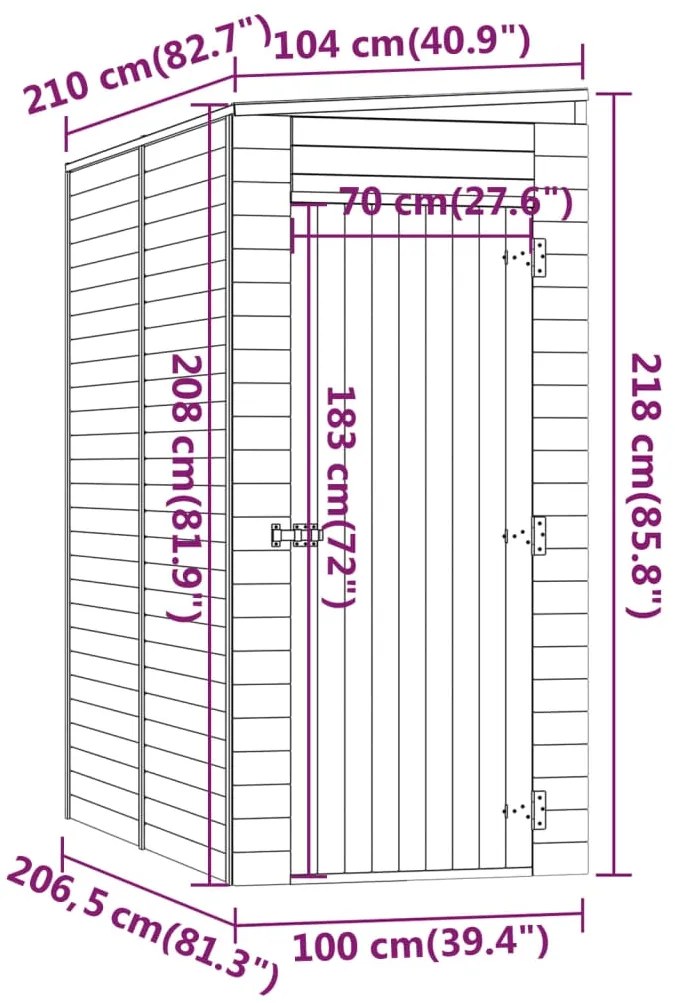 Abrigo de arrumação para jardim 100x210x218 cm pinho impregnado