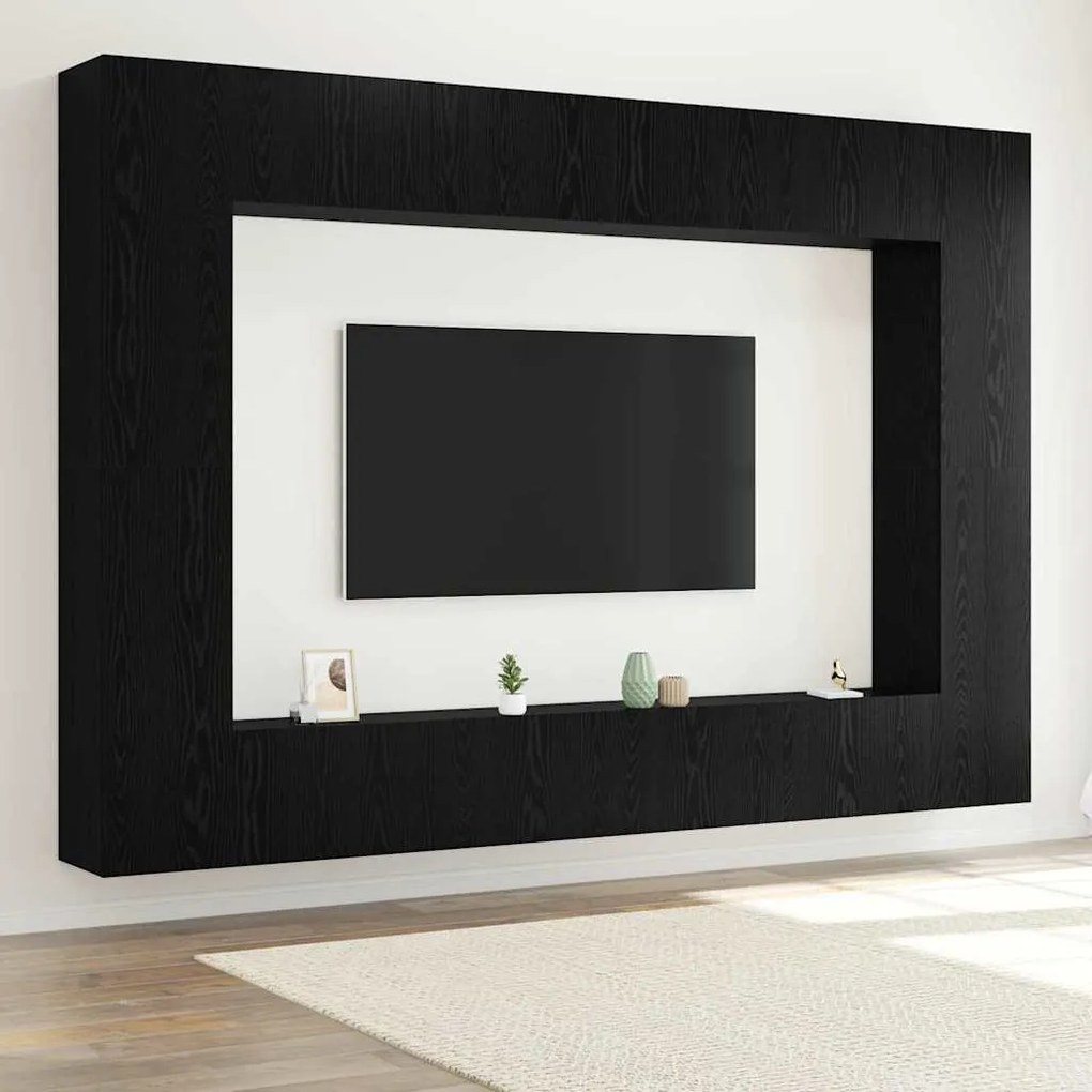 vidaXL Conjunto de móvel de TV 8 pcs Carvalho preto 100 x 30 x 30 cm