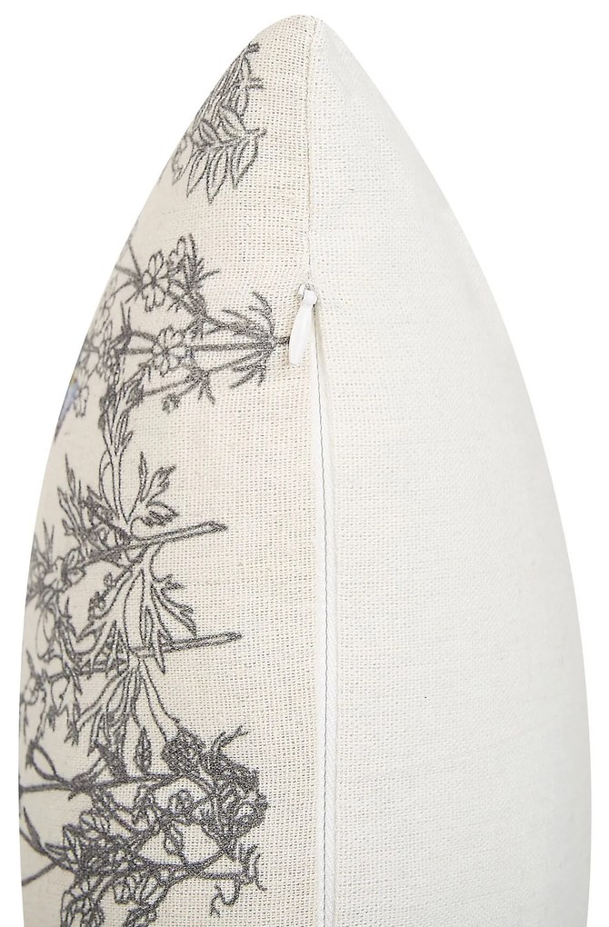 Almofada decorativa creme e cinzenta com padrão borboleta 45 x 45 cm MUSA Beliani