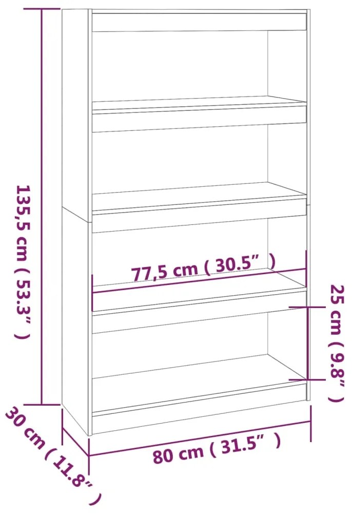 Estante/divisória 80x30x135,5 cm madeira de pinho maciça branco