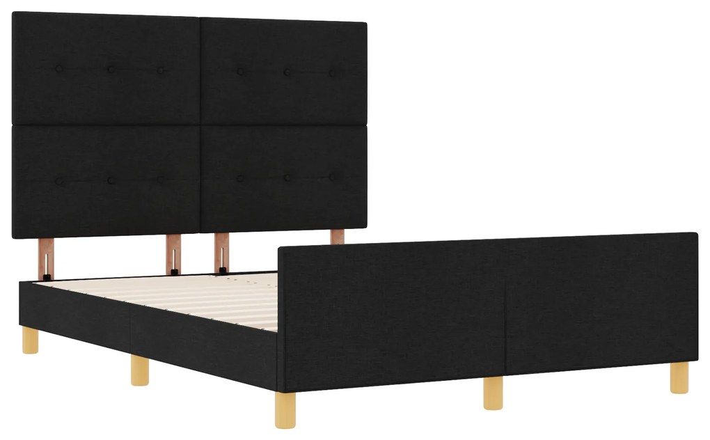 Estrutura de Cama vidaXL Preta 140x190 cm em Tecido