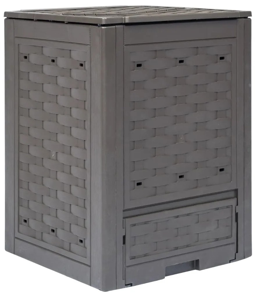 45681 vidaXL Compostor de jardim 60x60x83 cm 300 L plástico vime castanho