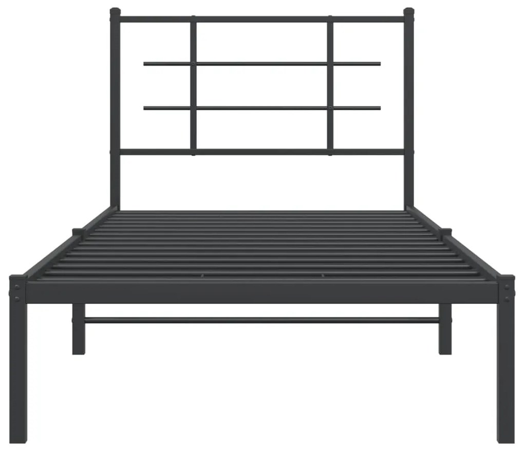 Estrutura de cama com cabeceira 90x200 cm metal preto