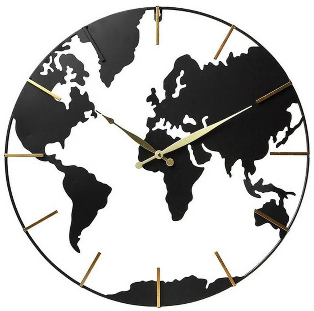 Relógio de Parede Mapa do Mundo Preto (60 x 3,5 x 60 cm)
