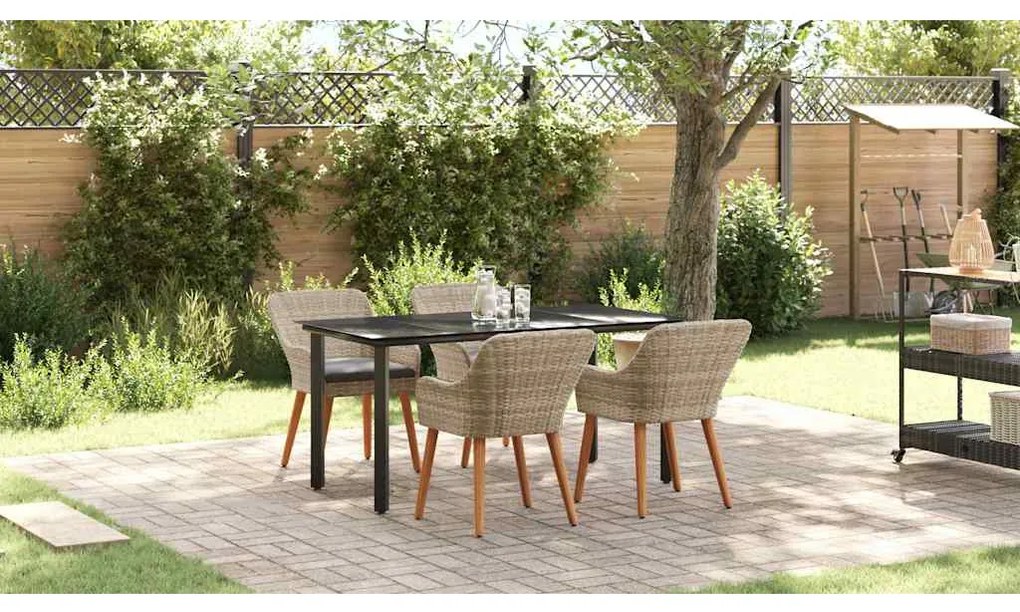 Conjunto de sala de jantar 5 pcs Cinza claro e preto