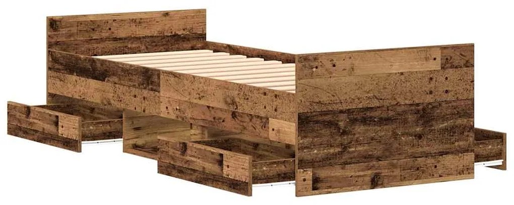 Cama vidaXL sem Colchão Madeira Antiga 75x190 cm Madeira de Engenharia