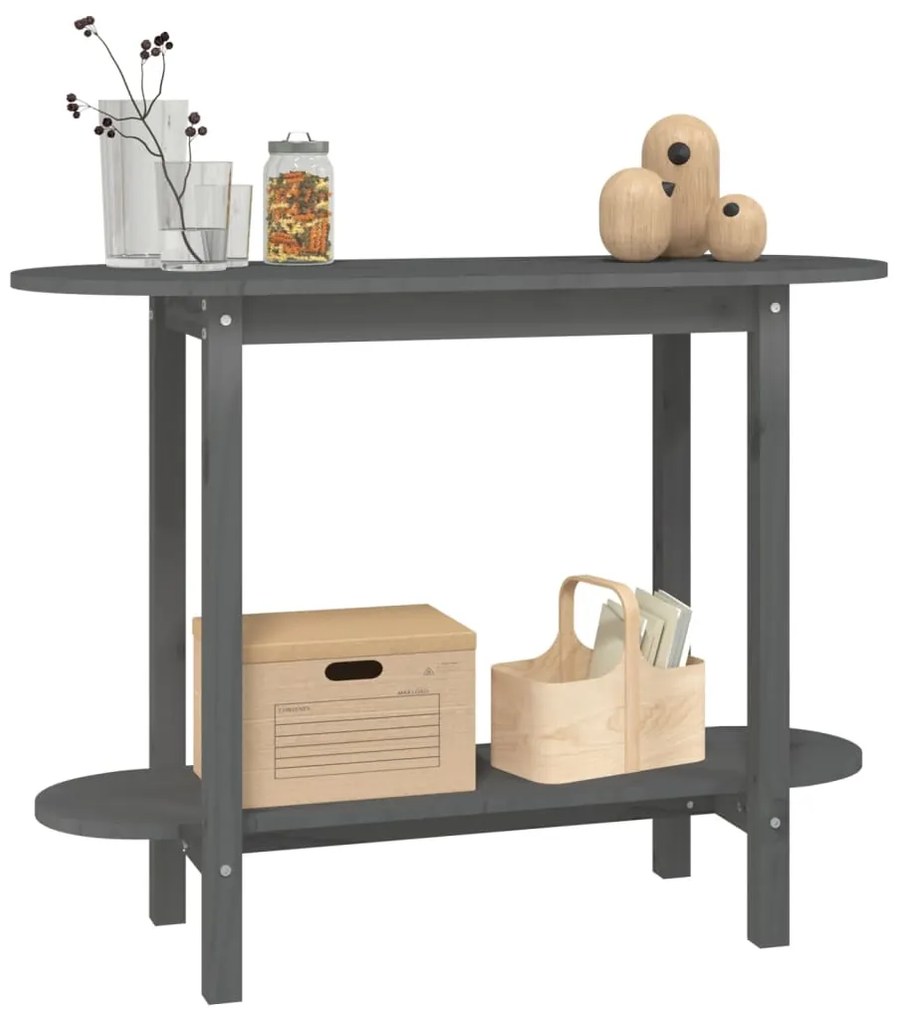 Mesa consola 110x40x80 cm madeira de pinho maciça cinzento