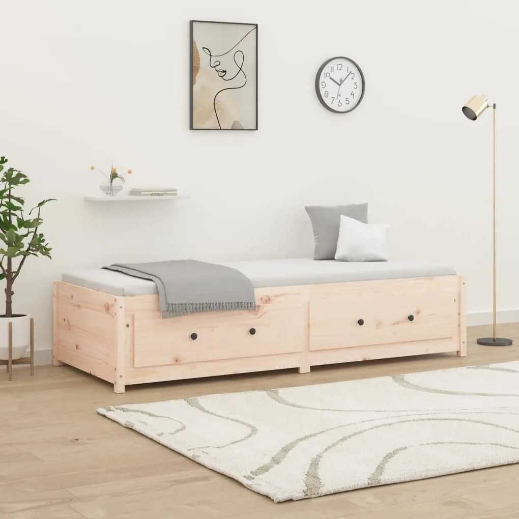 821599 vidaXL Sofá-cama de solteiro pequeno 75x190 cm pinho maciço