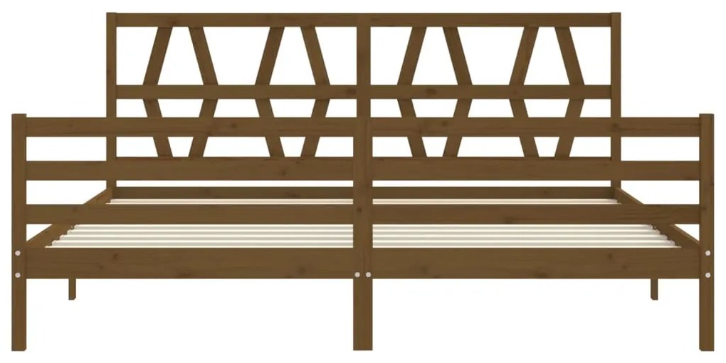 Estrutura cama c/ cabeceira 200x200cm maciço castanho-mel