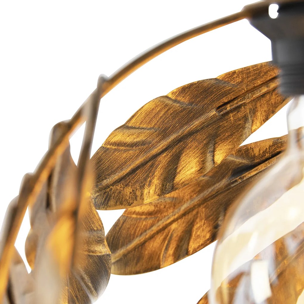 Candeeiro de suspensão vintage ouro antigo redondo 3 luzes - Linden