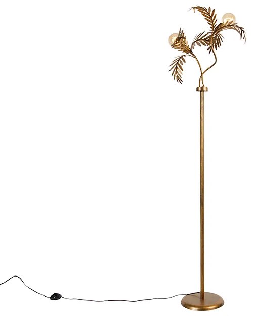 Candeeiro de pé vintage dourado 187 cm 2 luzes - Botanica Rústico
