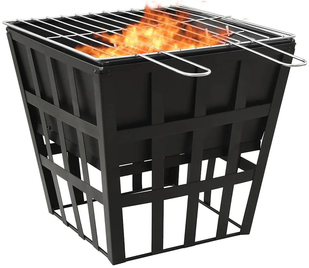 Braseira e barbecue 2-em-1 34x34x48 cm aço