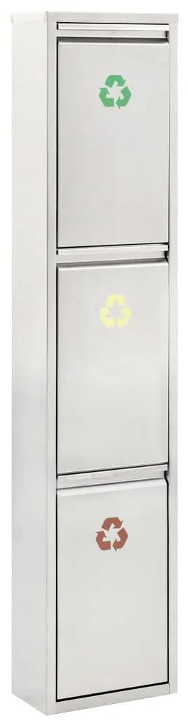 50967 vidaXL Caixote para reciclagem aço inoxidável prateado 45 L