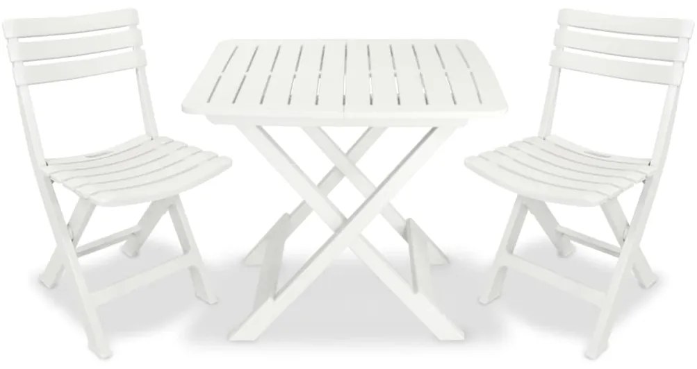 Conjunto bistrô para jardim 3 pcs plástico branco