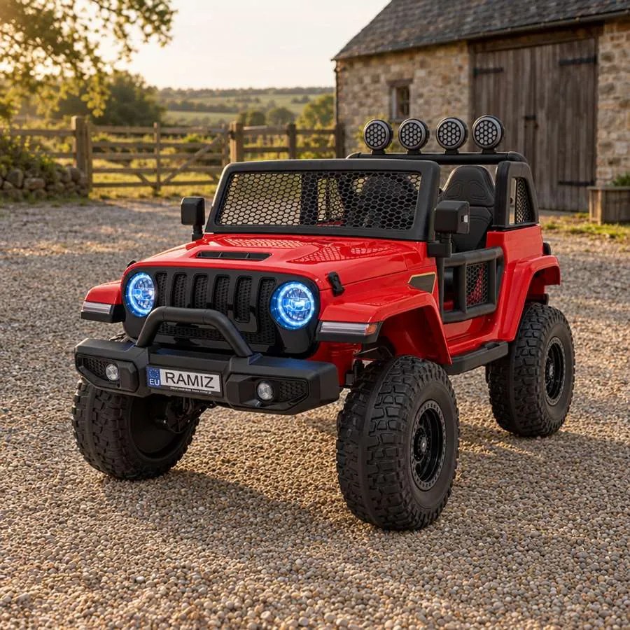 Jipe elétrico para Crianças OFF-ROAD 3.0 12V 4x4 Rodas Espuma EVA, Assento couro ecológico Vermelho