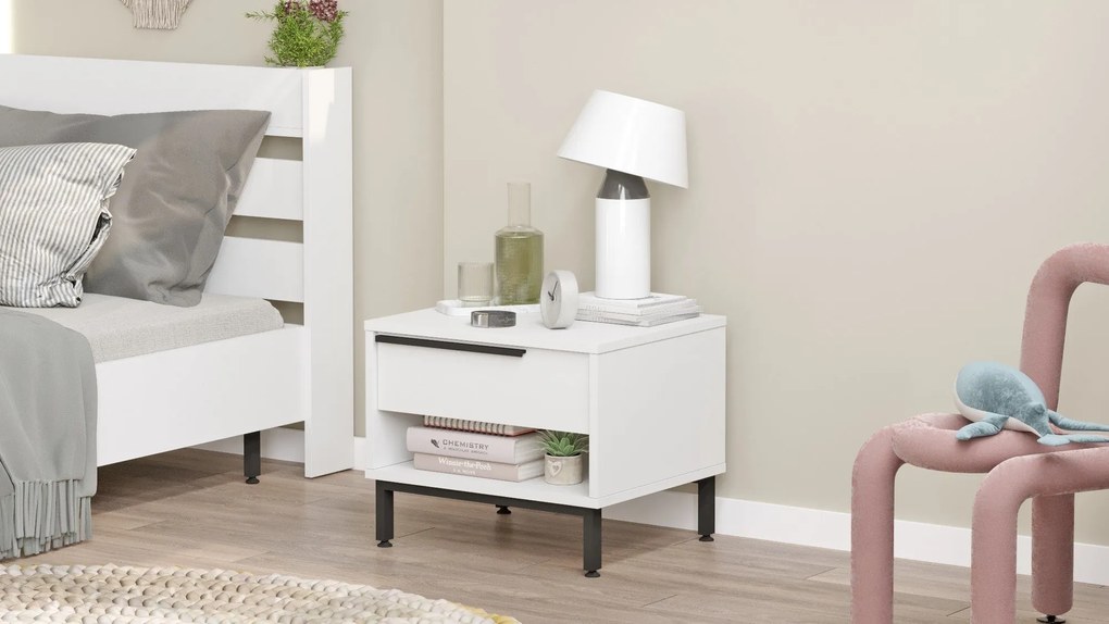 Mesa de Cabeceira ON14 – Branco – 53,6 cm x 42,4 cm x 44,5 cm