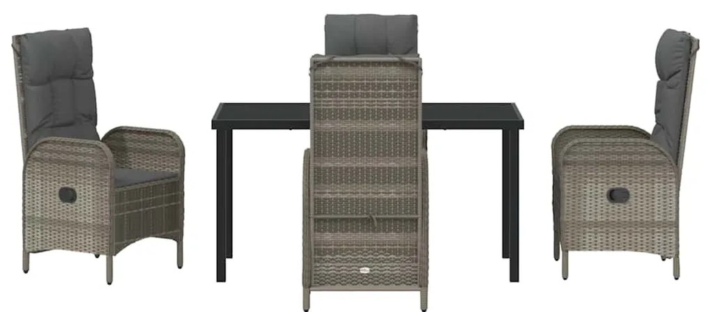 Conjunto de jantar para o jardim com 5 peças em rattan poligrey