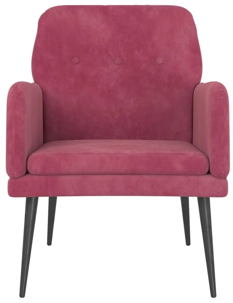 Cadeira c/ apoio de braços 62x79x79 cm veludo vermelho tinto