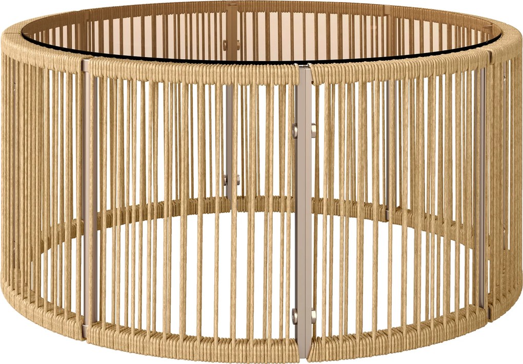 Outsunny Mesa Auxiliar em Polyrattan Mesa de Café com Tampo de Vidro Temperado Mesa de Jardim com Estrutura em Aço 70 x 70 x 33 cm Marrom | Aosom Portugal