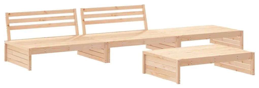 4 pcs conjunto lounge jardim com almofadões madeira maciça
