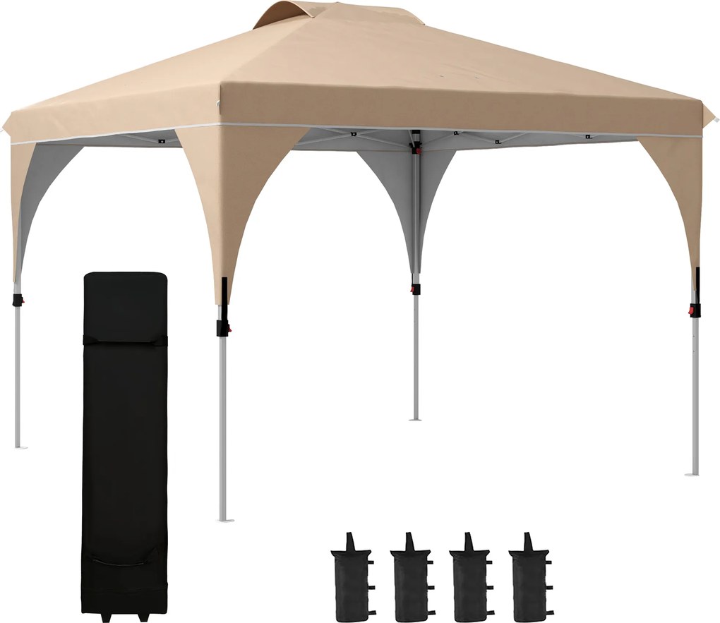 Outsunny Tenda barnum pavilhão de jardim pop-up dobrável 3 x 3 m com saco de transporte com rodas, alturas ajustáveis | Aosom Portugal
