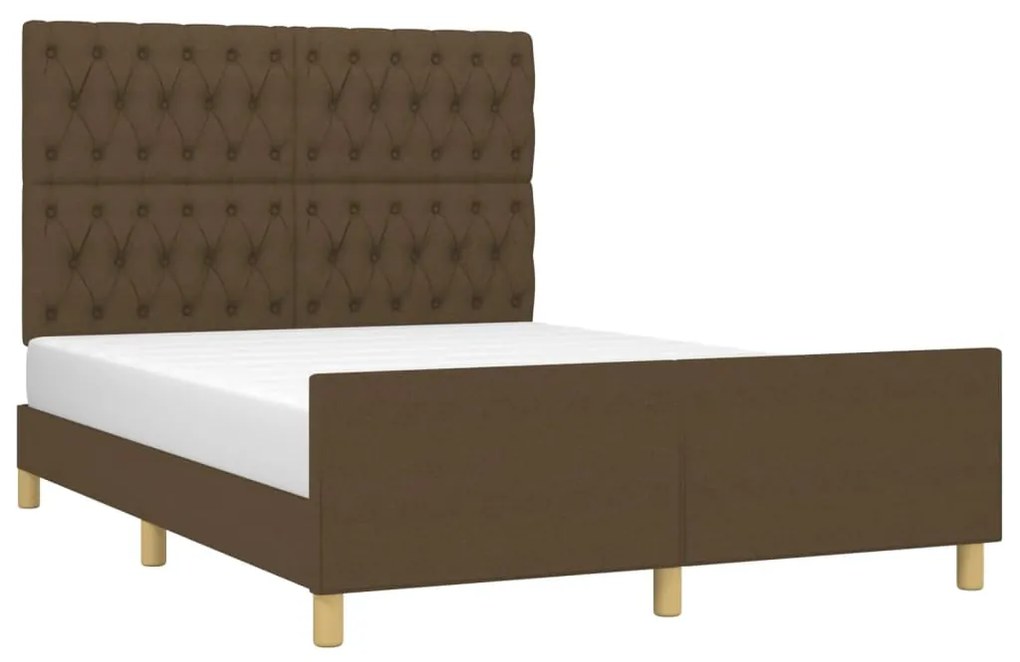 Estrutura de cama sem colchão 140x190 cm tecido castanho-escuro