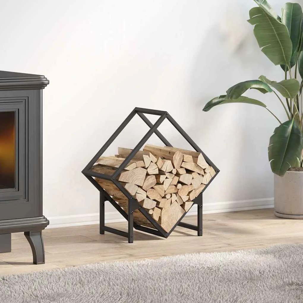 vidaXL Suporte para lenha 50x25x50 cm aço laminado a frio preto