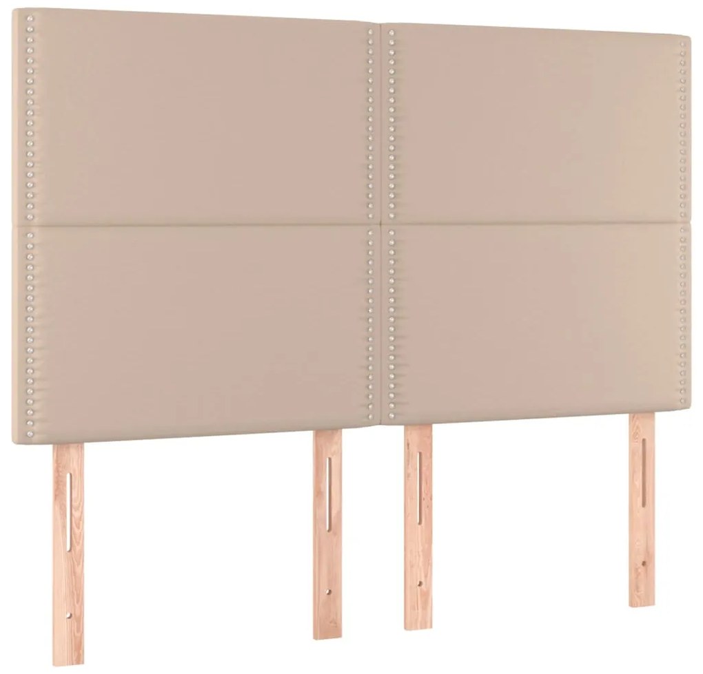 Cama box spring c/colchão/LED 140x200cm couro artif. cappuccino