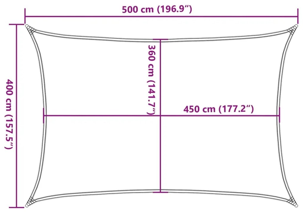 Para-sol estilo vela 160 g/m² 4x5 m PEAD cor creme