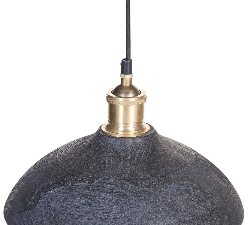 Candeeiro de teto para 2 lâmpadas em madeira preta CHEYYAR Beliani