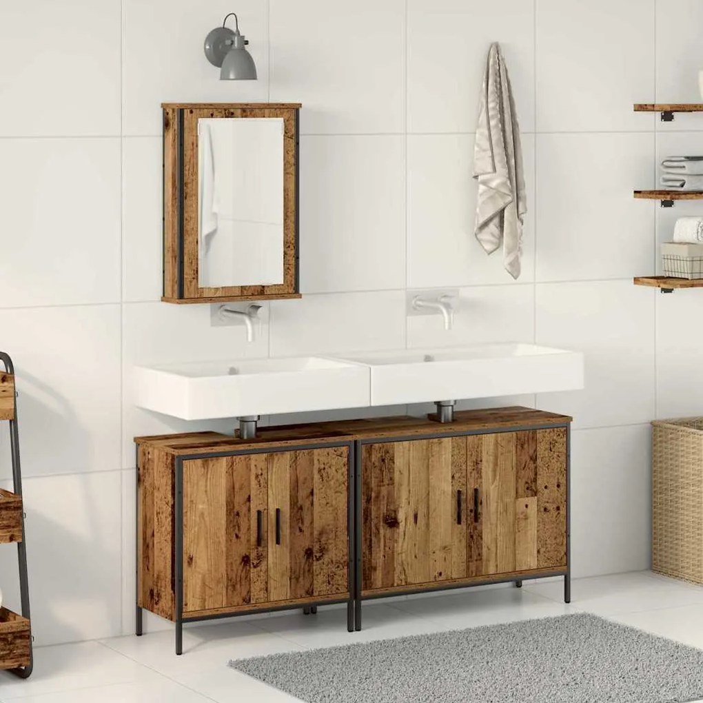 vidaXL Conjunto de Móveis para Banheiro 3 pcs Castanho 80 x 30 x 60 cm
