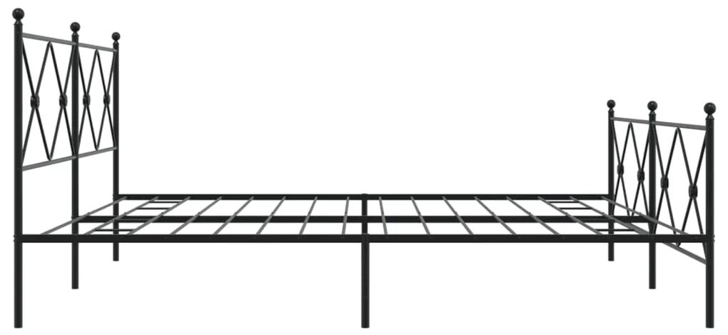 Estrutura de cama com cabeceira e pés 200x200 cm metal preto