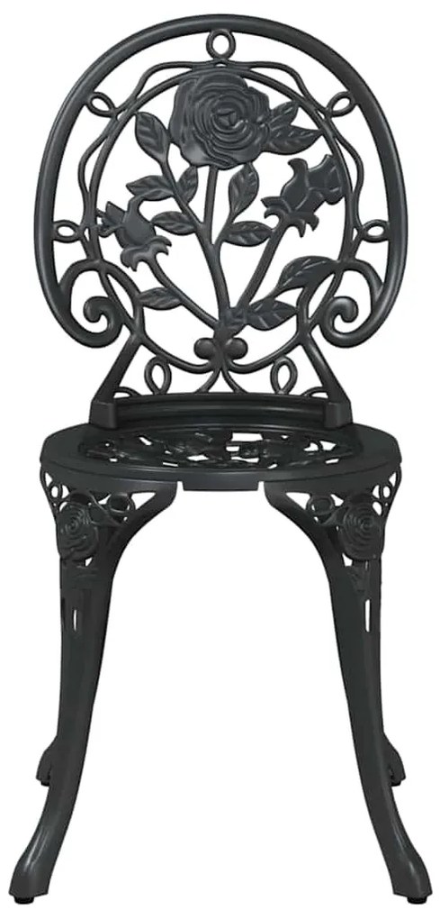 Conjunto de Bistro de Jardim com 3 Peças em Alumínio Fundido Preto