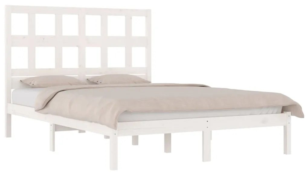 Cama sem colchão 160x200 cm madeira de pinho maciça branco