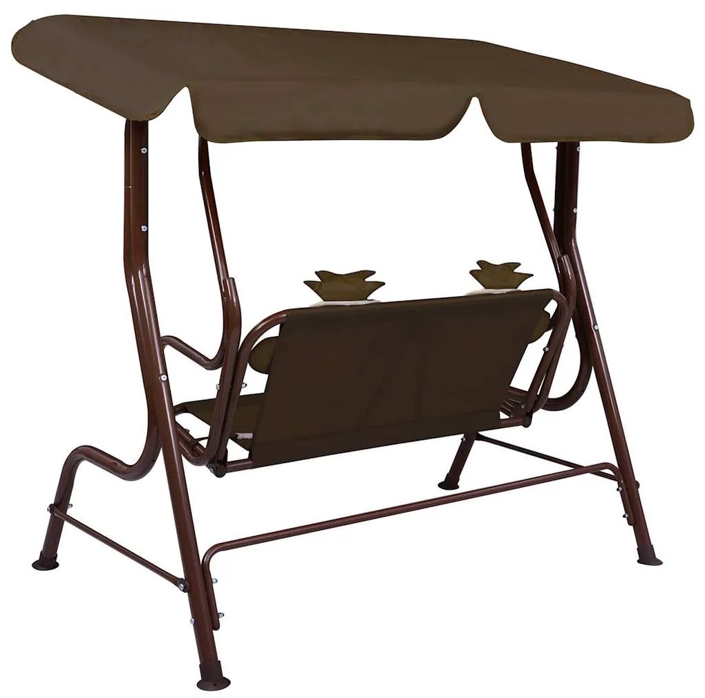 Banco de baloiçar para crianças 115x75x110 cm tecido castanho