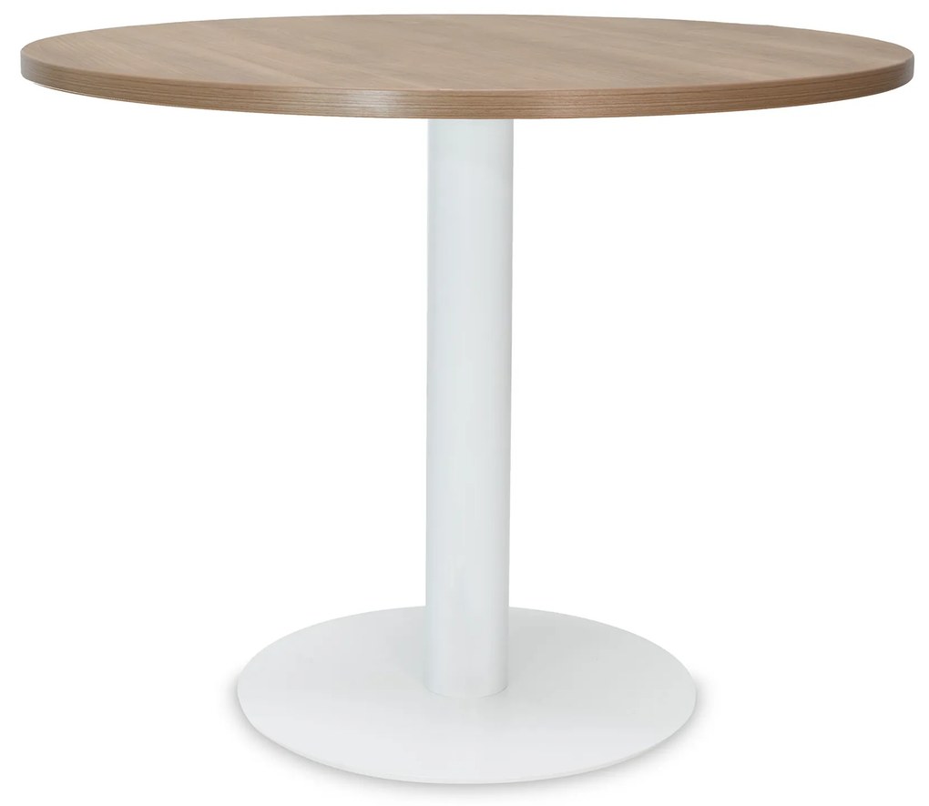 Mesa de Reunião Redonda 1200x750 mm – Tampo Cerejeira Chocolate em Melamina, Estrutura Branco