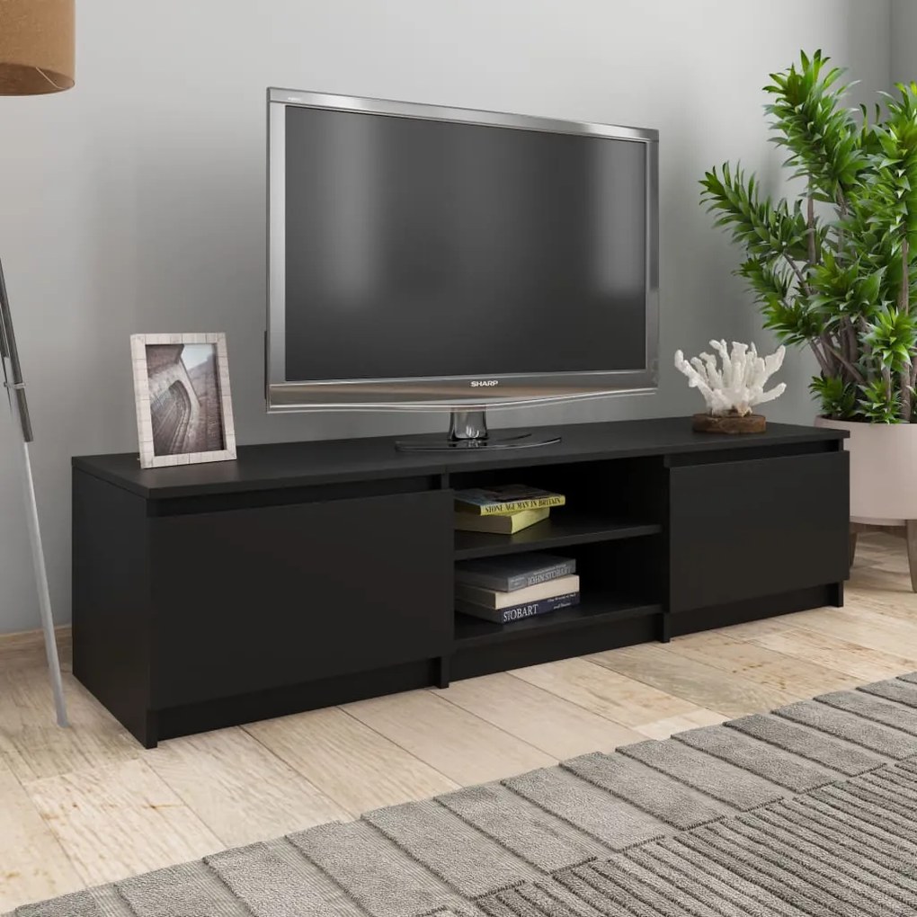 vidaXL Móvel de TV 140x40x35,5 cm derivados de madeira preto