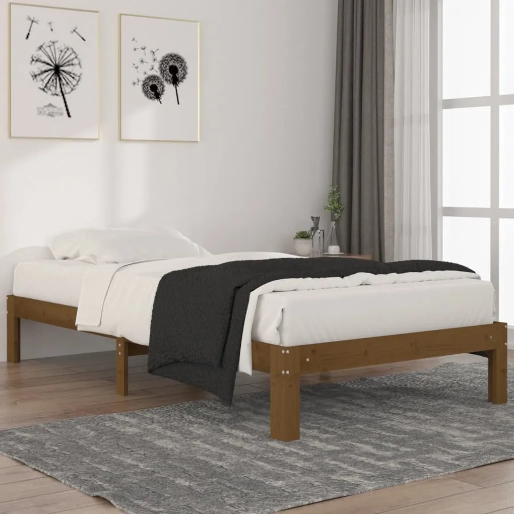 810358 vidaXL Estrutura de cama 100x200 cm madeira pinho maciço castanho mel