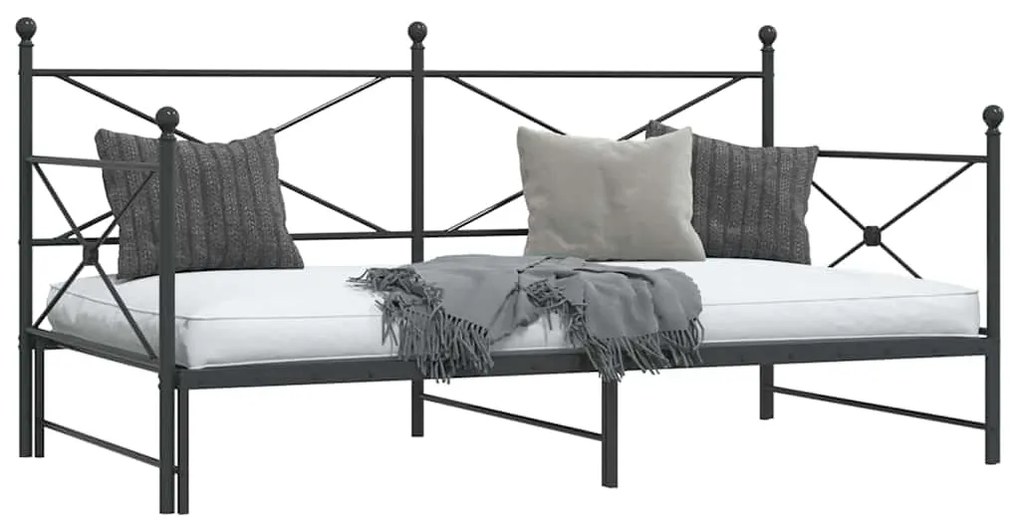Cama de dia com gavetão sem colchão 107x203 cm aço preto