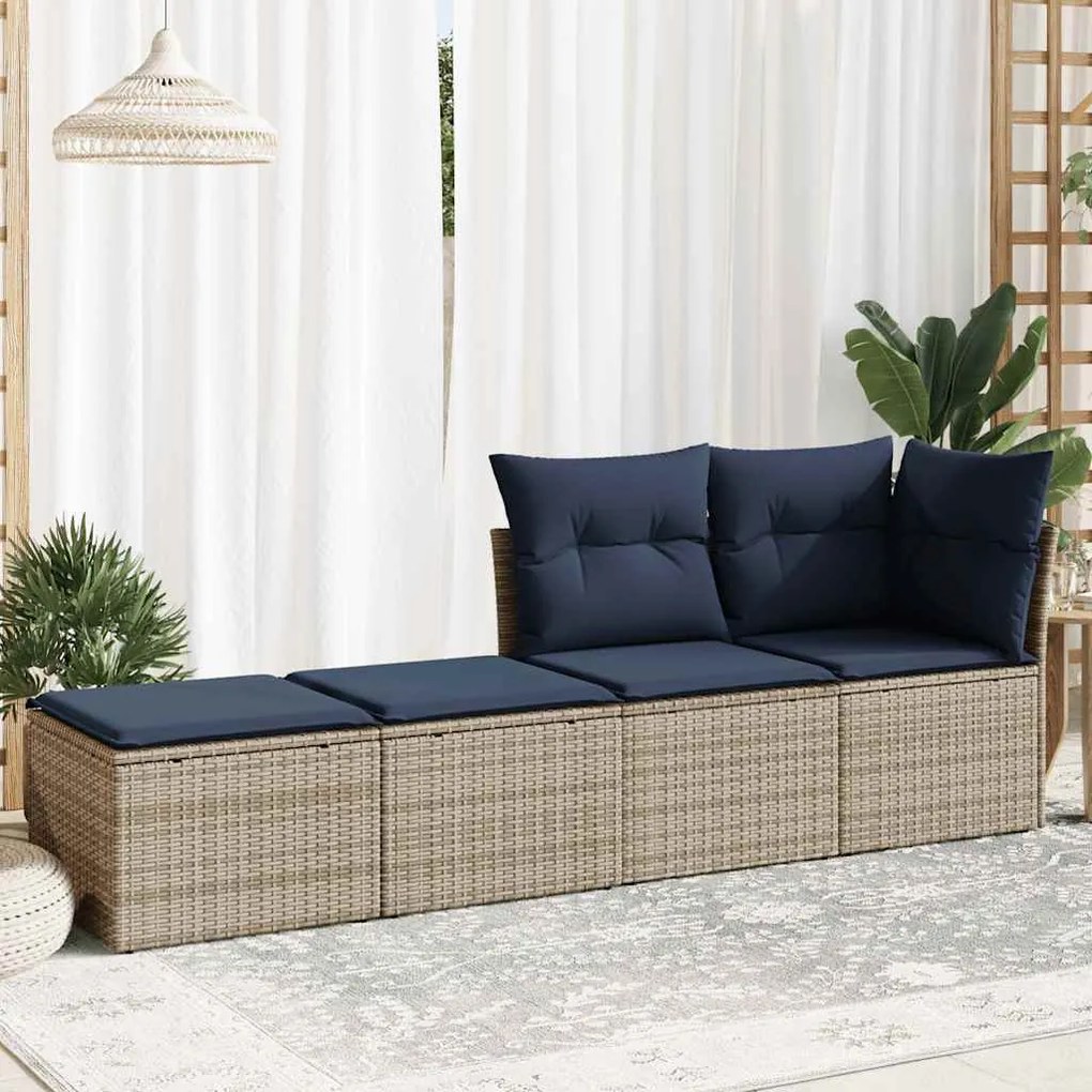 2 pcs conjunto sofás jardim almofadões vime PE/acácia cinzento