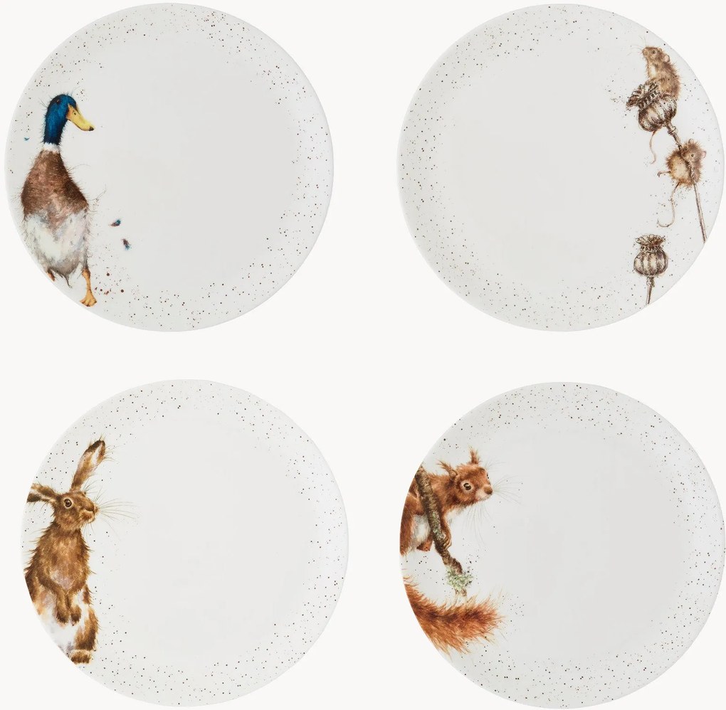 Pratos de jantar Fluffy Friends, conjunto de 4