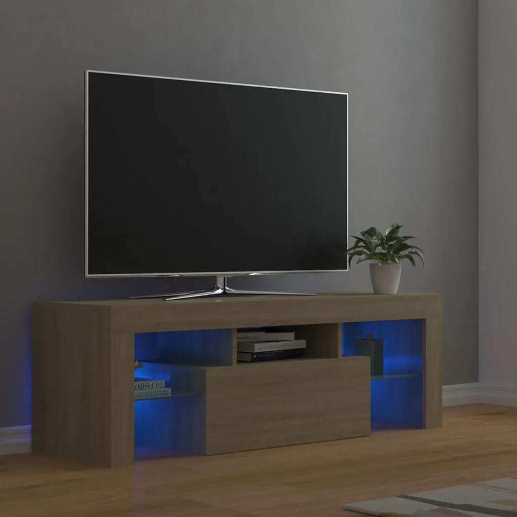804349 vidaXL Móvel de TV com luzes LED 120x35x40 cm carvalho sonoma