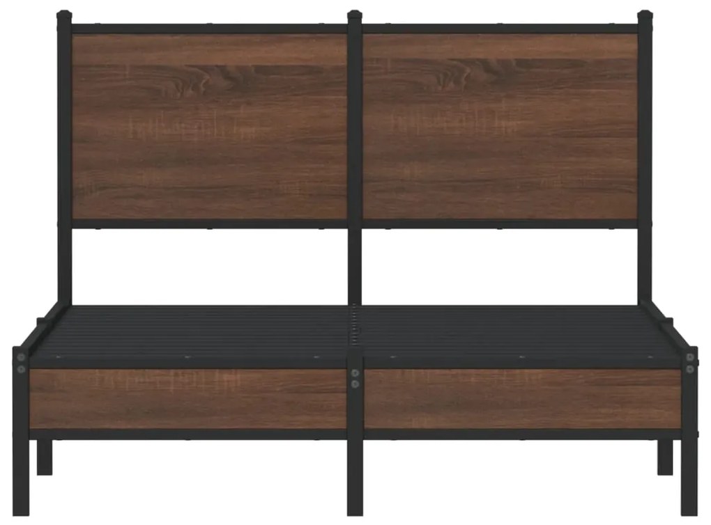 Estrutura de cama sem colchão 120x200cm metal carvalho castanho