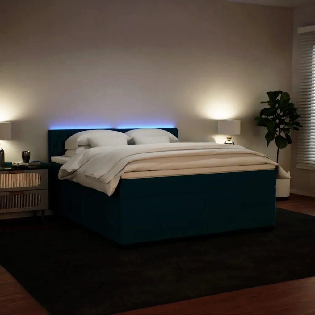 Cama com molas/colchão 180x200 cm veludo azul