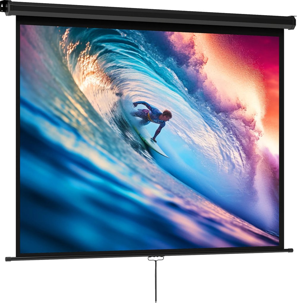 HOMCOM Tela de projeção de 213,36 cm, tela para projetor, 4:3 4K HD, fixação parede ou teto, 181l x 8P x 138H cm, preto | Aosom Portugal