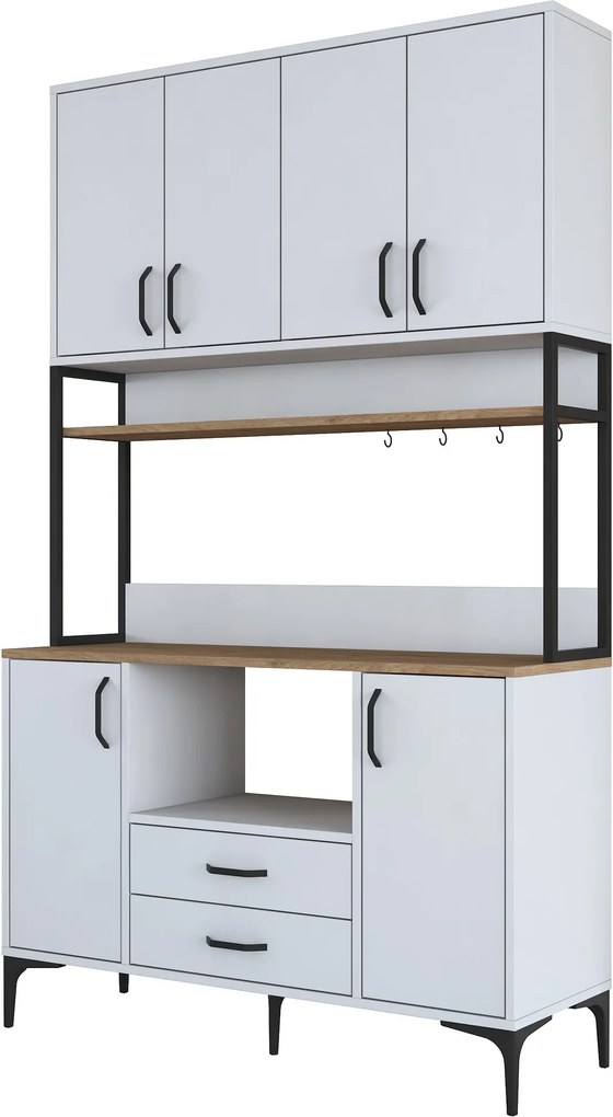 Armário Alto de Cozinha "Stella" - 120 x 198,6 x 40 cm - Nogueira e Br