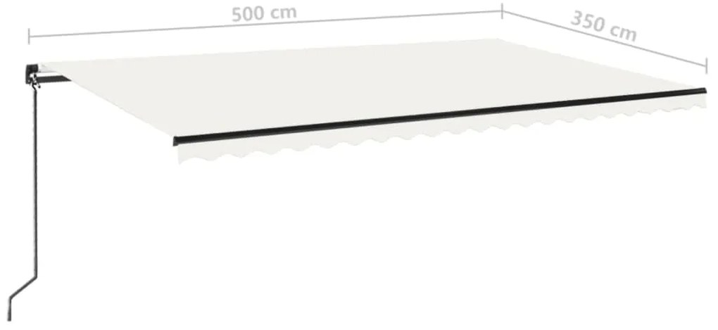 Toldo retrátil manual com LED 500x350 cm cor creme