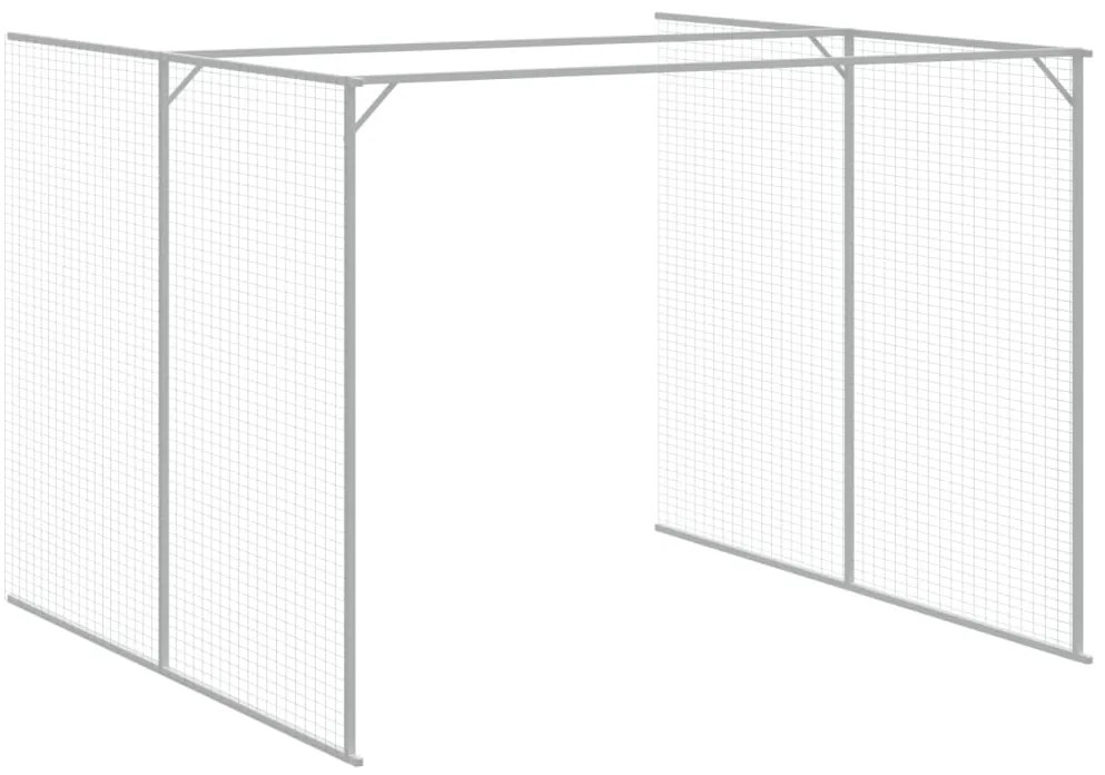 Casota cães c/ parque 214x661x181 cm aço galvaniz. cinza-claro